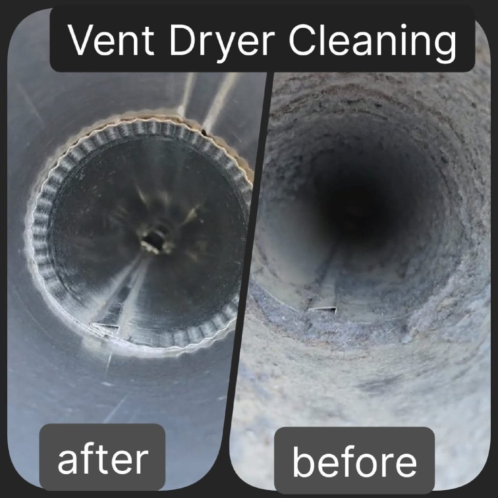 dryer vent cleaning Before and after